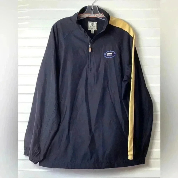 Peter Millar Golf Rain Pullover Chest Logo 1/4 Zip Large Blue MSRP $110 - Picture 1 of 6